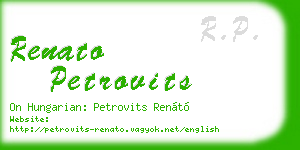 renato petrovits business card
